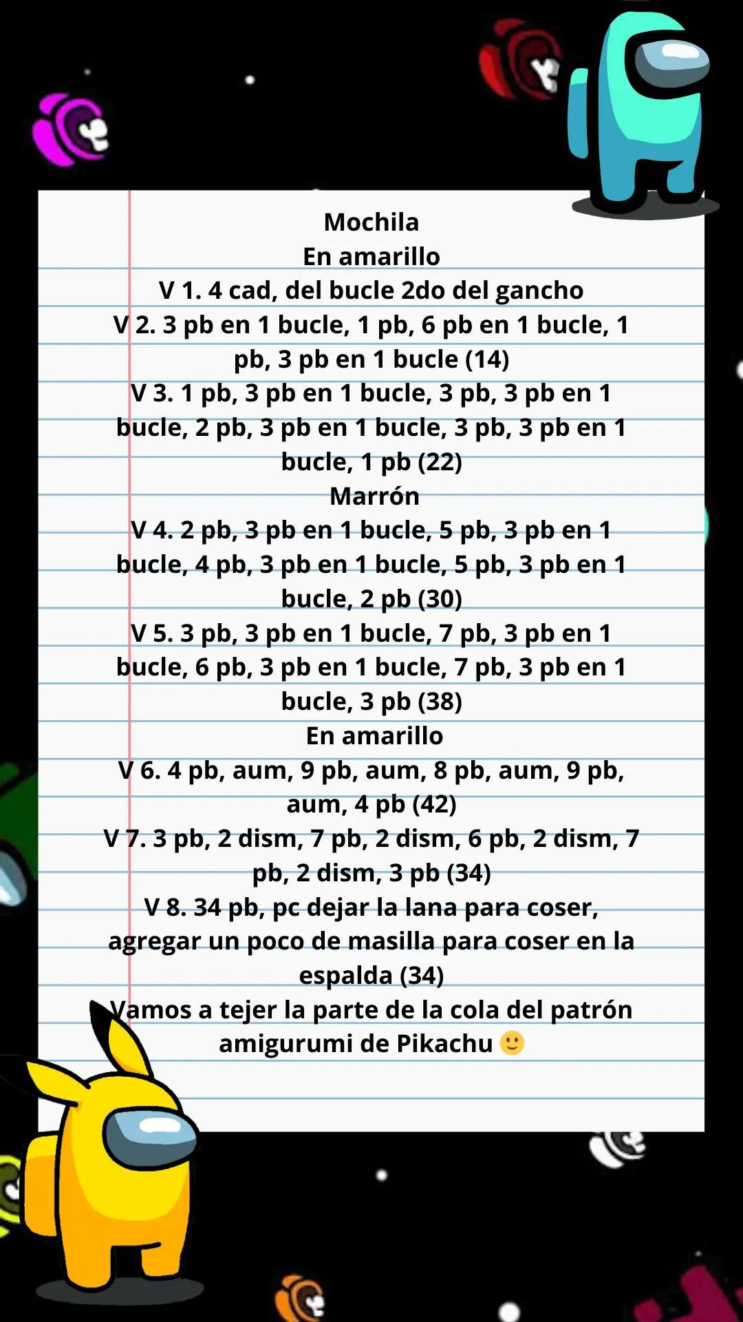 Patrón de Amigurumi de Pikachu Entre Nosotros Gratis