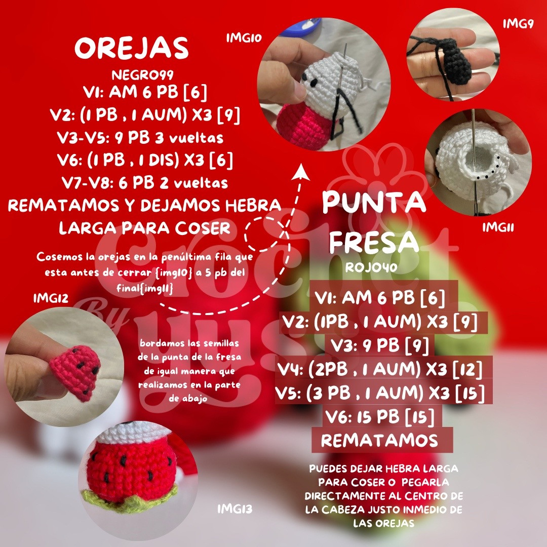 Patrón de amigurumi de Pochacco fresita, diseño adorable y gratuito