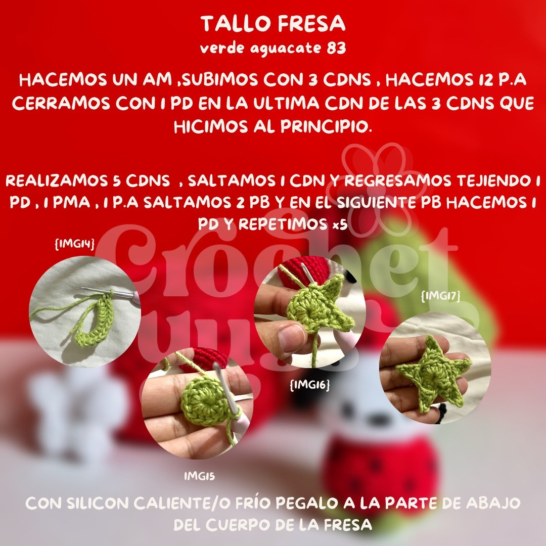 Patrón de amigurumi de Pochacco fresita, diseño adorable y gratuito