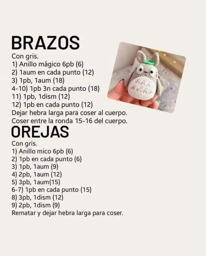 Patrón de amigurumi de Totoro fácil y gratis