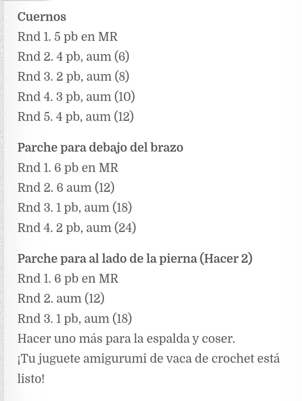 Patrón de amigurumi de vaca adorable y fácil de hacer