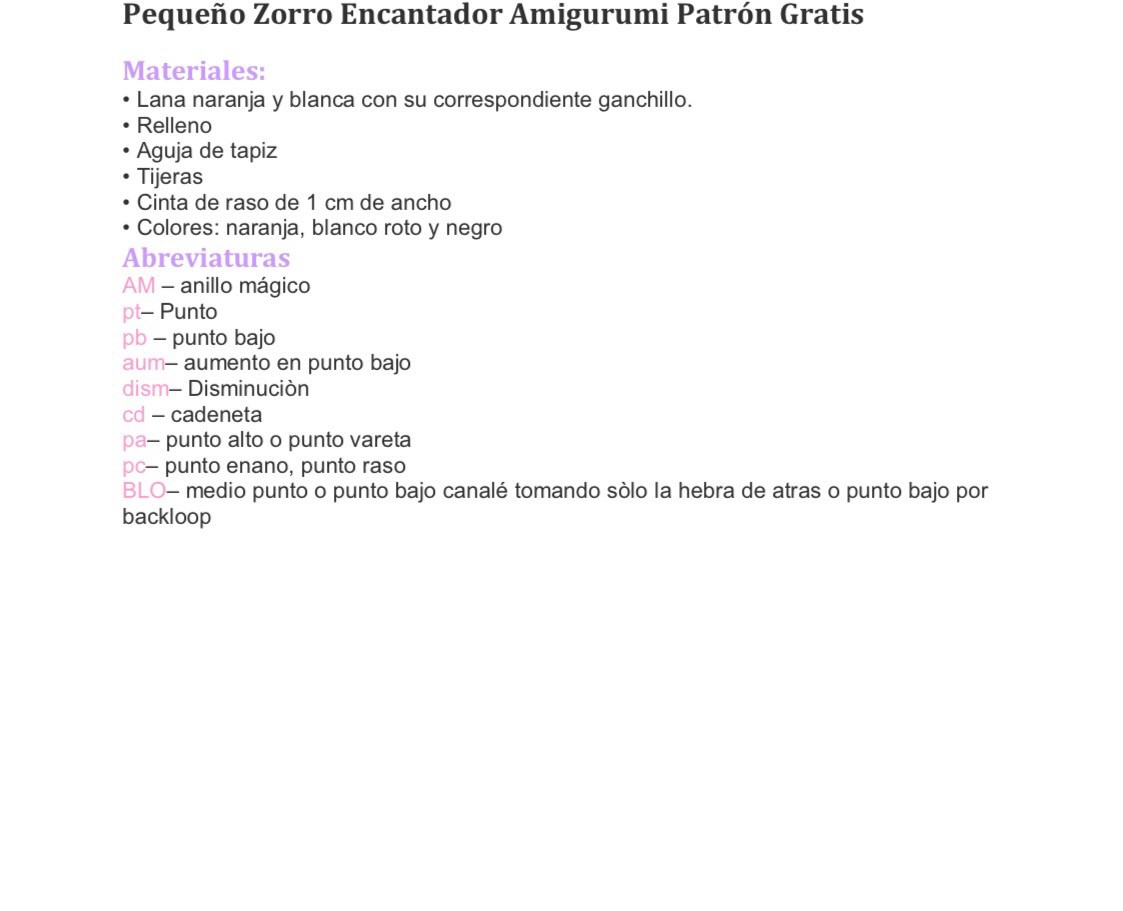 Patrón de amigurumi de zorrito adorable tejido a crochet