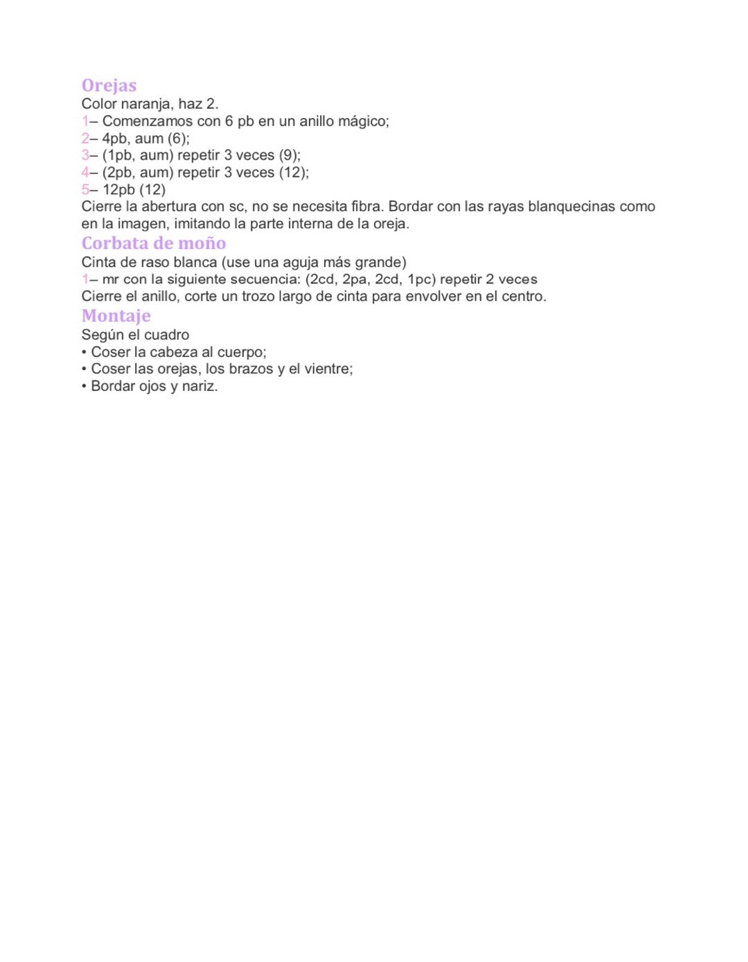 Patrón de amigurumi de zorrito adorable tejido a crochet