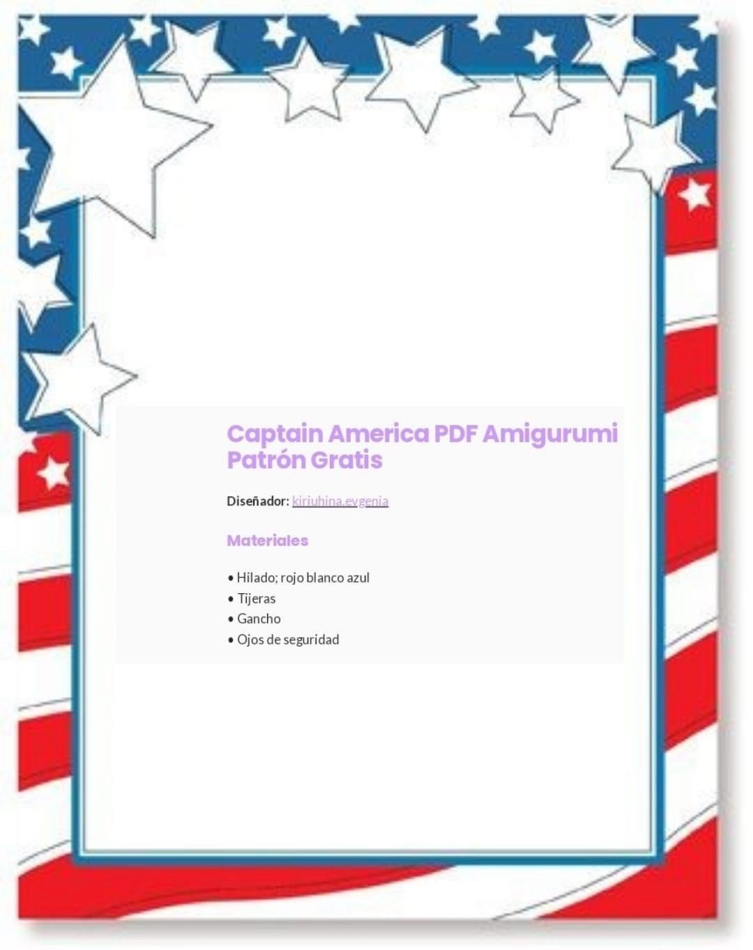 Patrón de Amigurumi del Capitán América en PDF Gratis