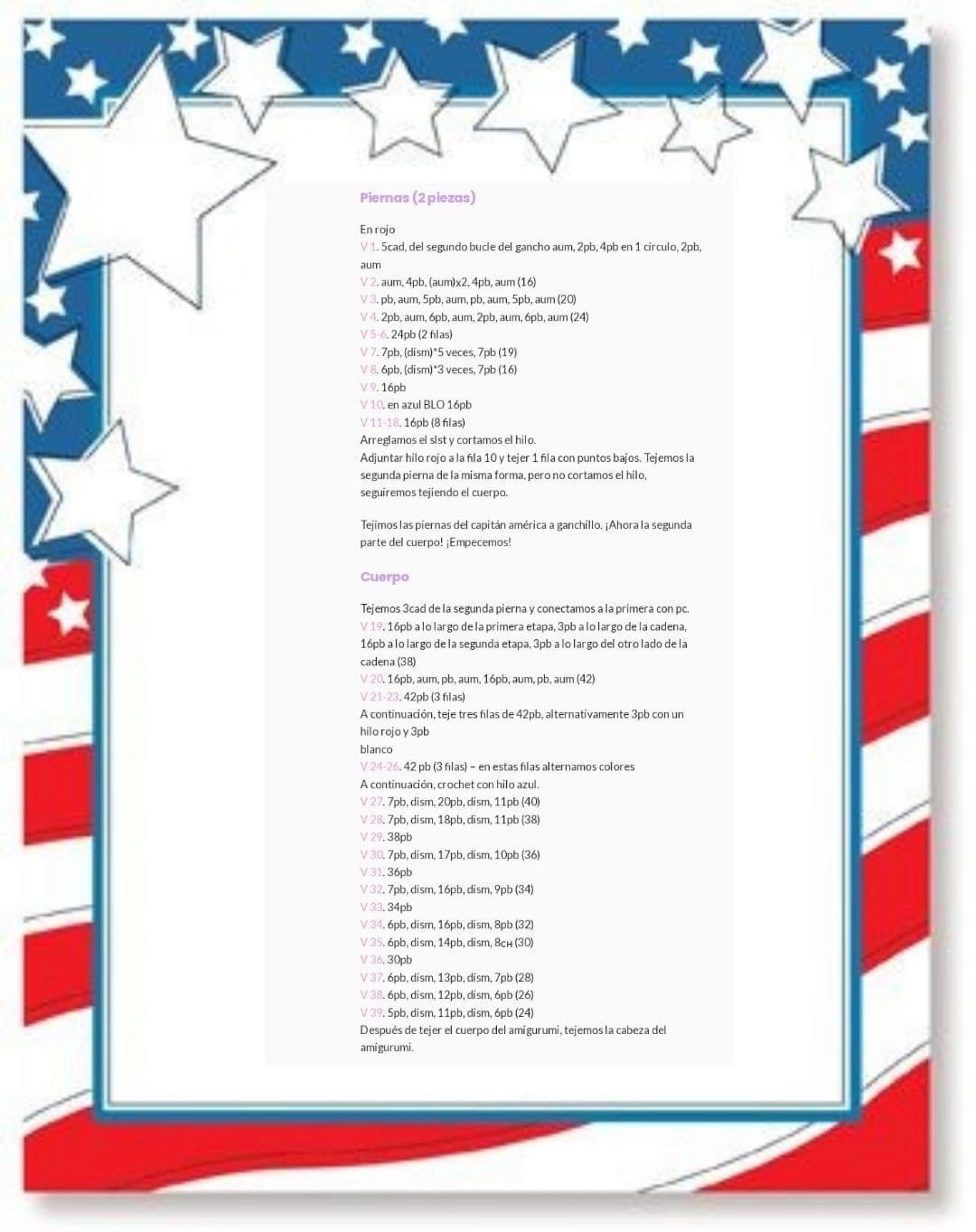 Patrón de Amigurumi del Capitán América en PDF Gratis