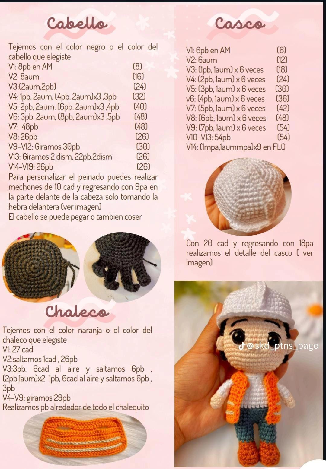 Patrón de Amigurumi Ingeniero con Casco y Chaleco de Seguridad