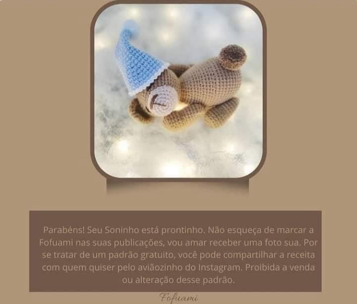 Patrón de amigurumi: Osito dormilón con gorro azul