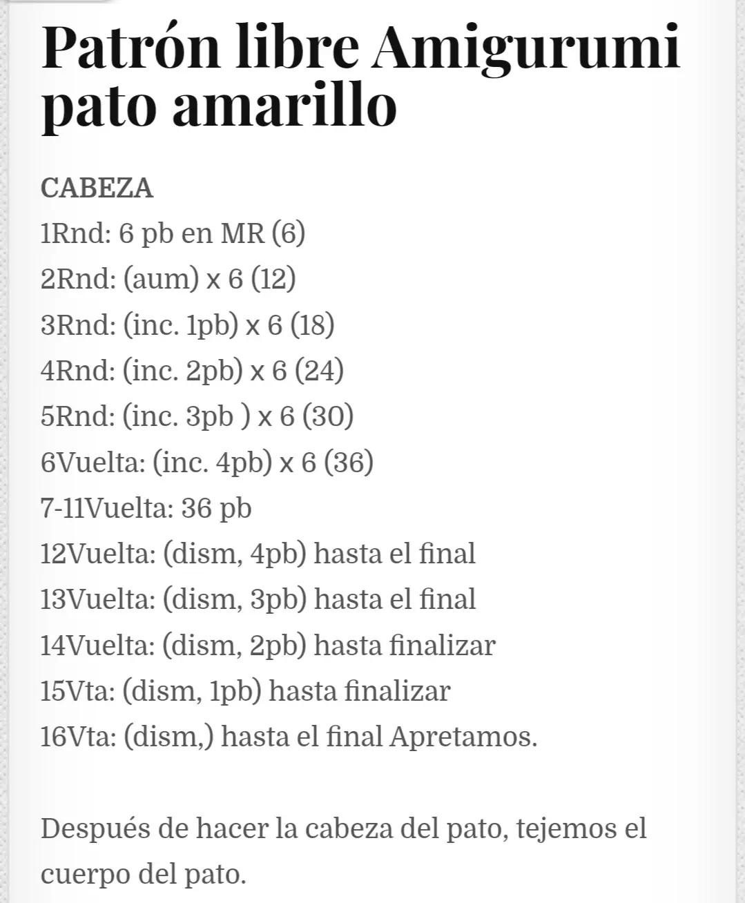 Patrón de amigurumi: pato amarillo adorable para principiantes