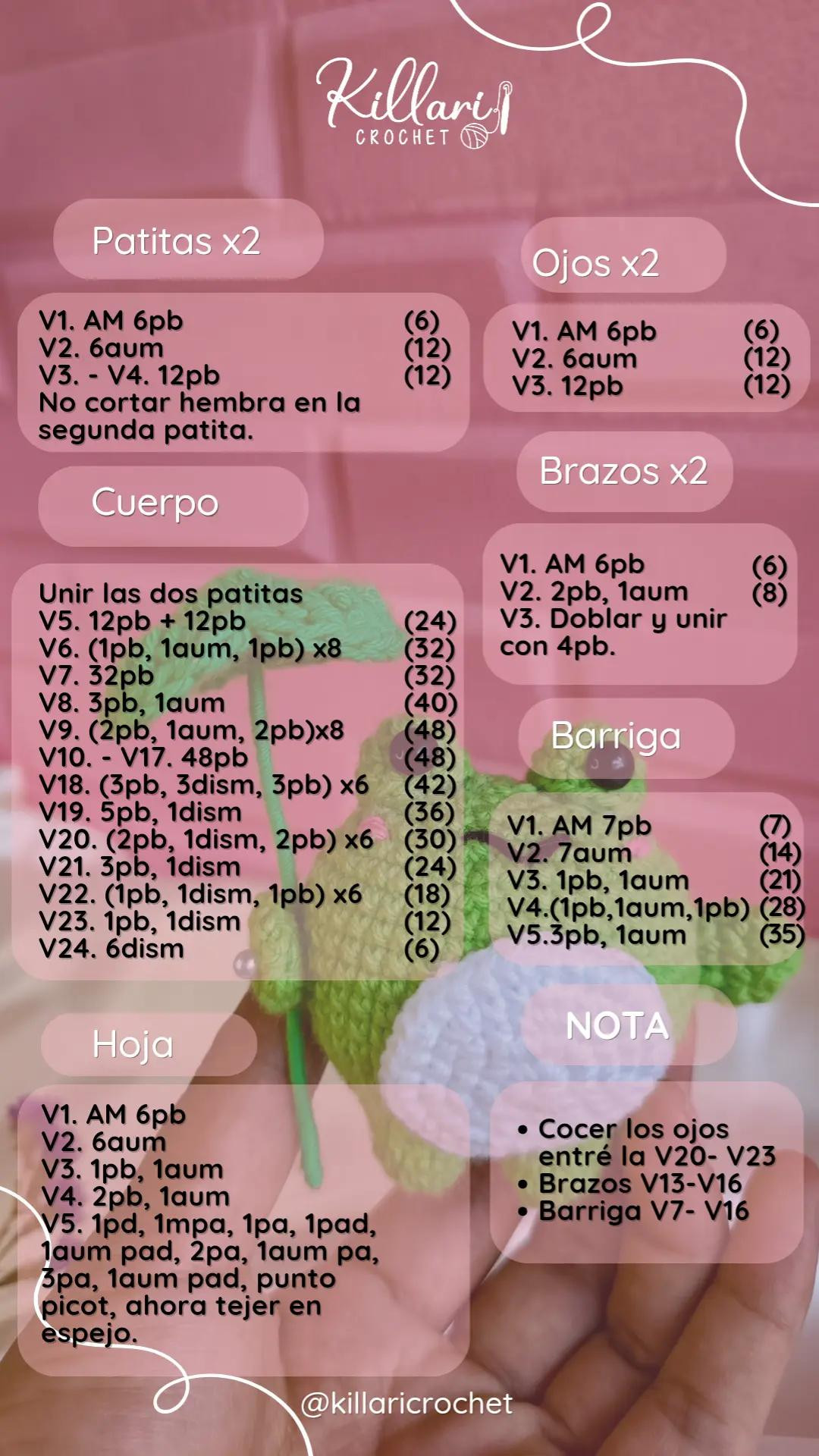 Patrón de Amigurumi: Ranita con Paraguas de Hoja