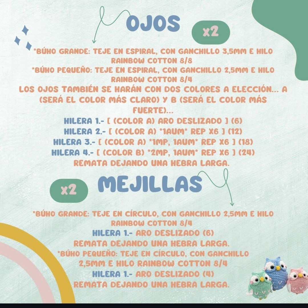 Patrón de amigurumis de búhos en crochet, fácil y gratuito.