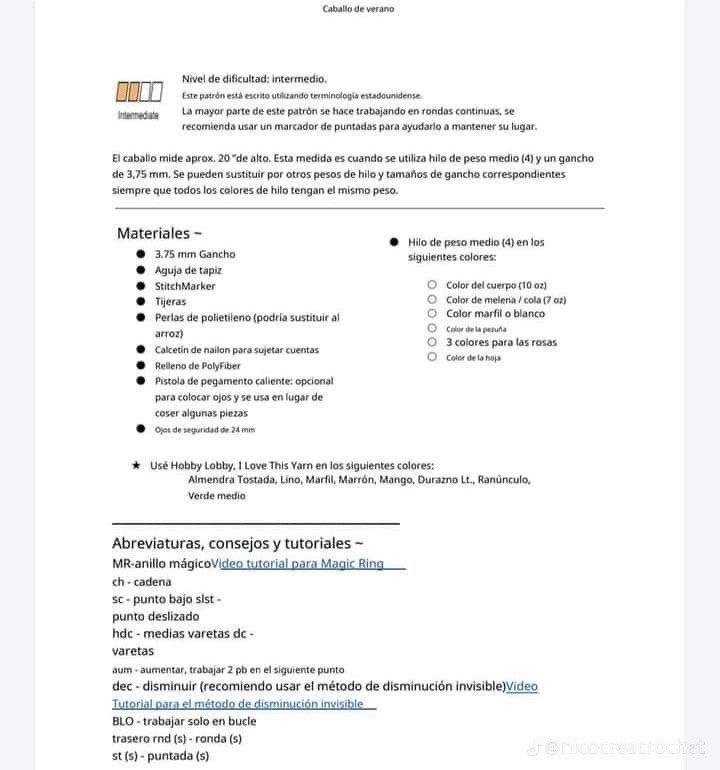 Patrón de caballo de verano para crochet divertido