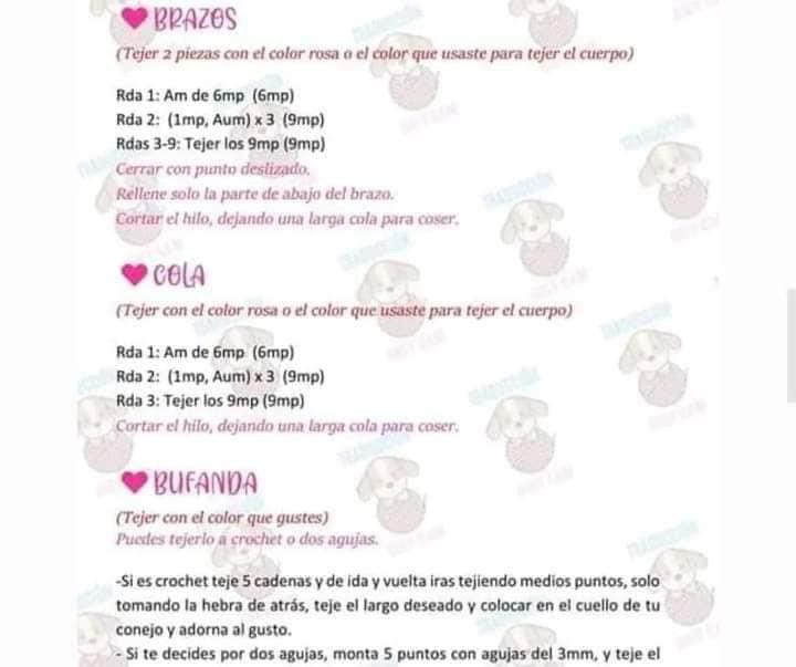 Patrón de conejo amigurumi con bufanda roja