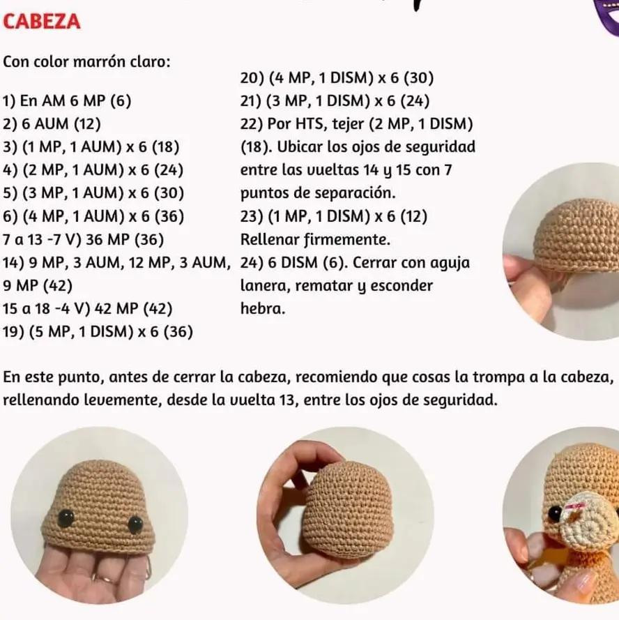 Patrón de crochet de alpaca con decoración colorida y planta