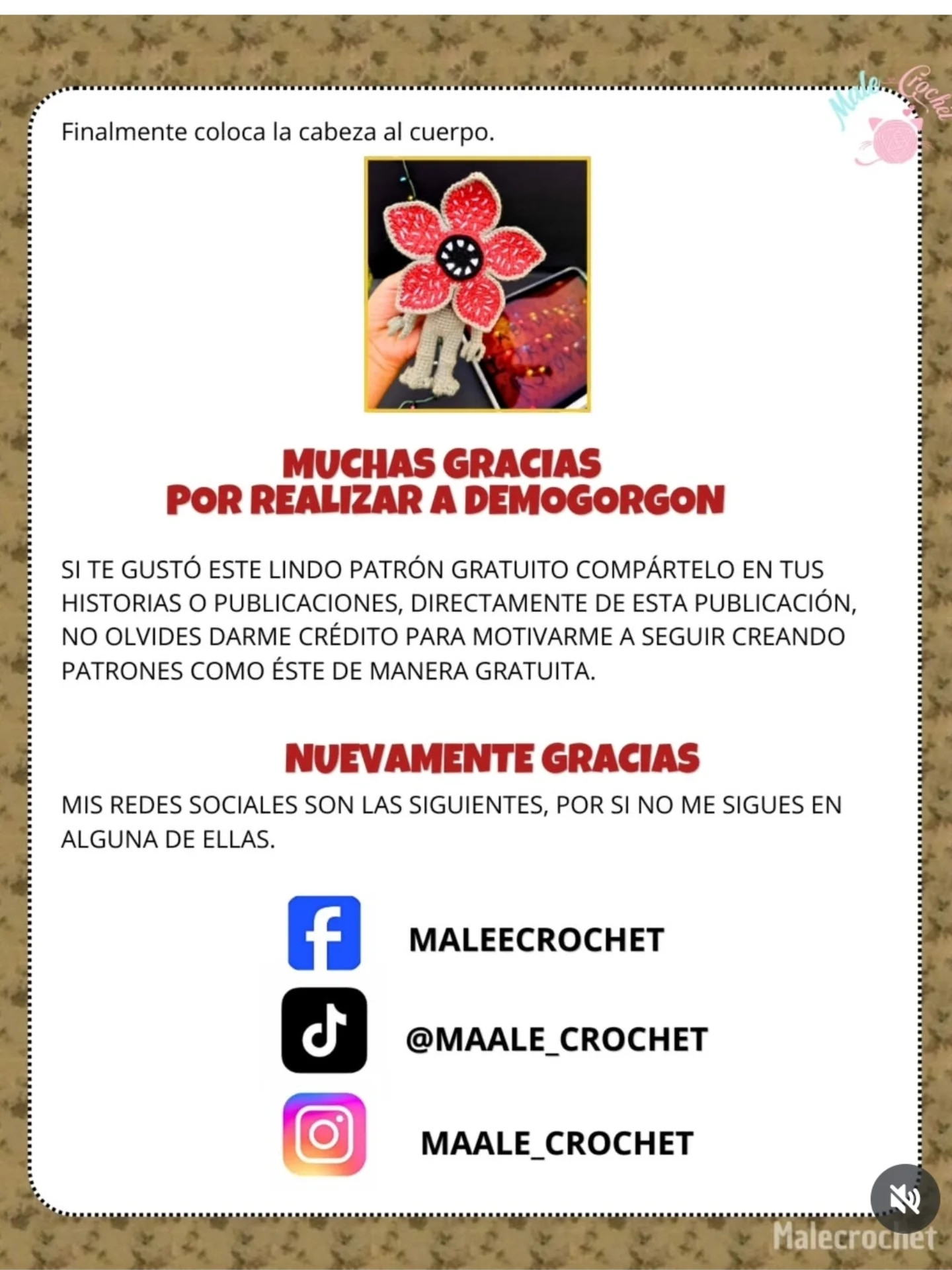 Patrón de crochet de Demogorgon para principiantes