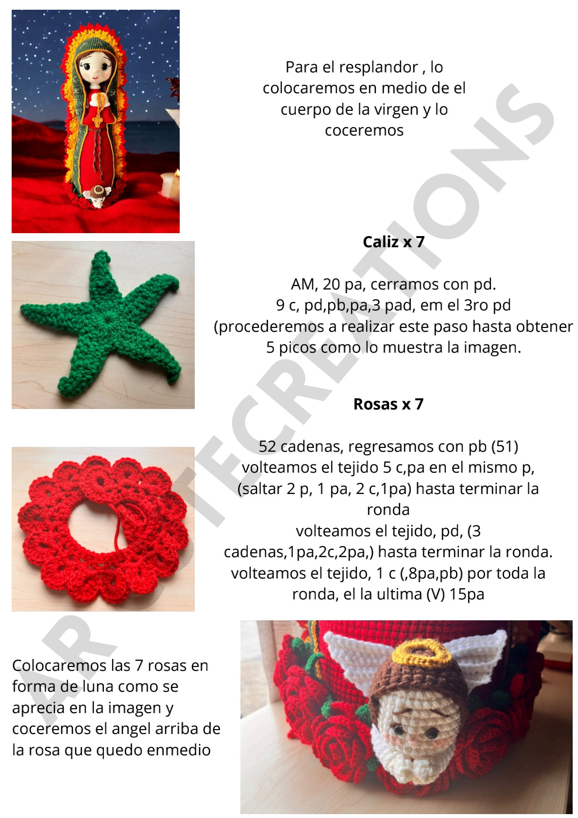 Patrón de crochet de la Virgen de Guadalupe amigurumi