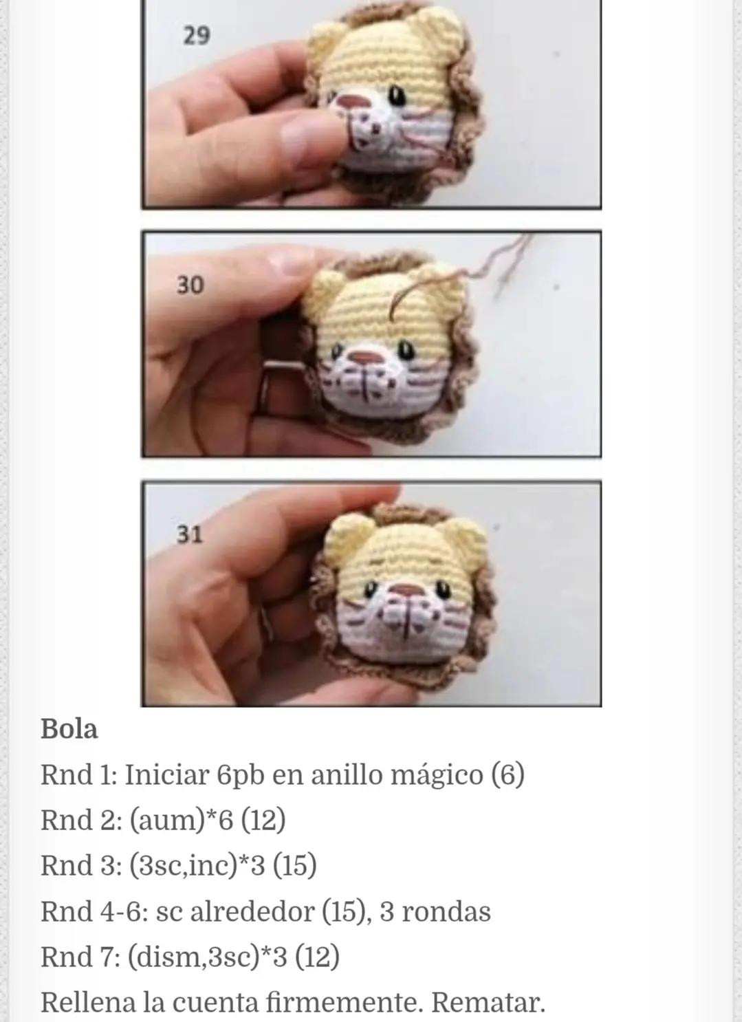 Patrón de crochet de león: sonajero y chupetero