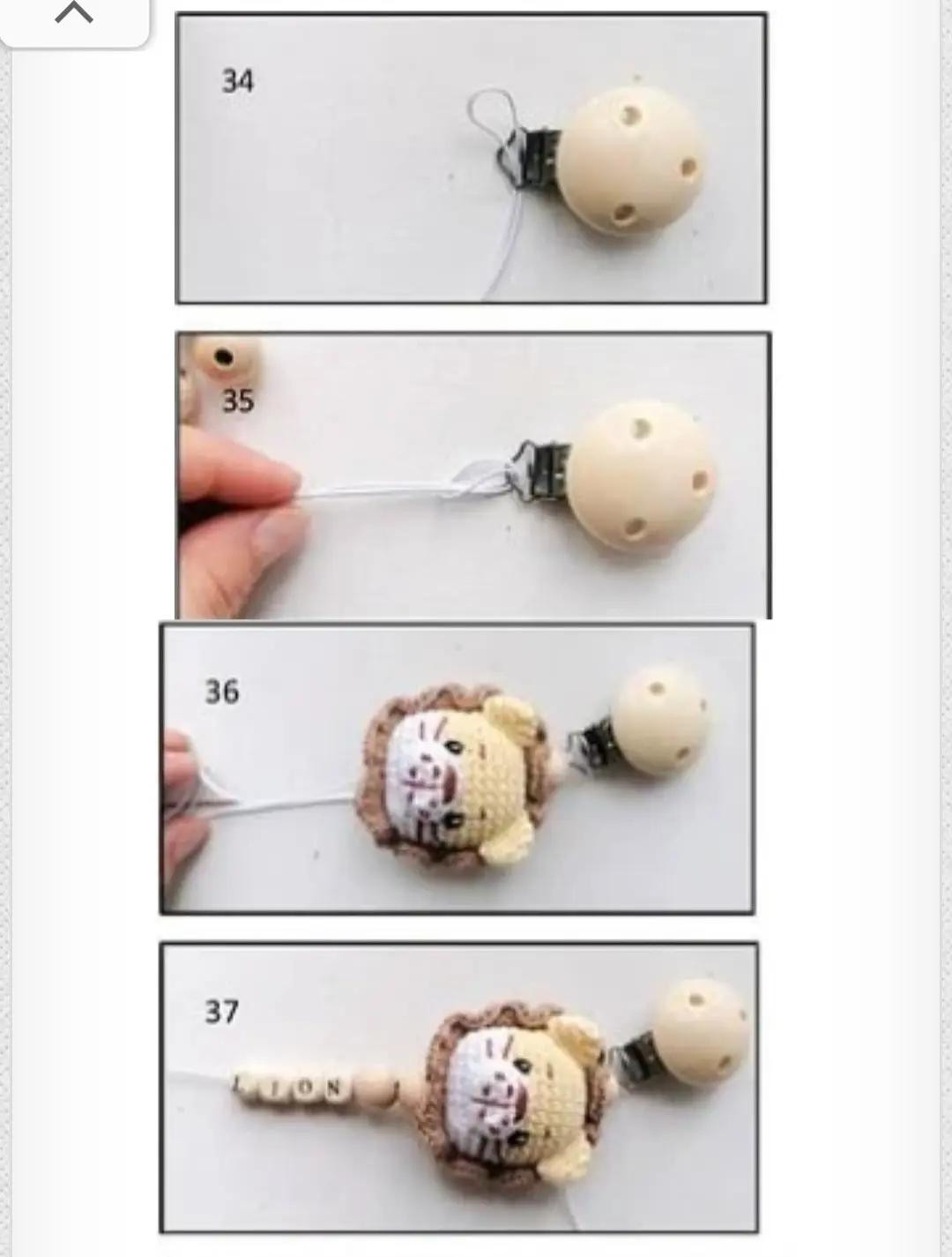 Patrón de crochet de león: sonajero y chupetero