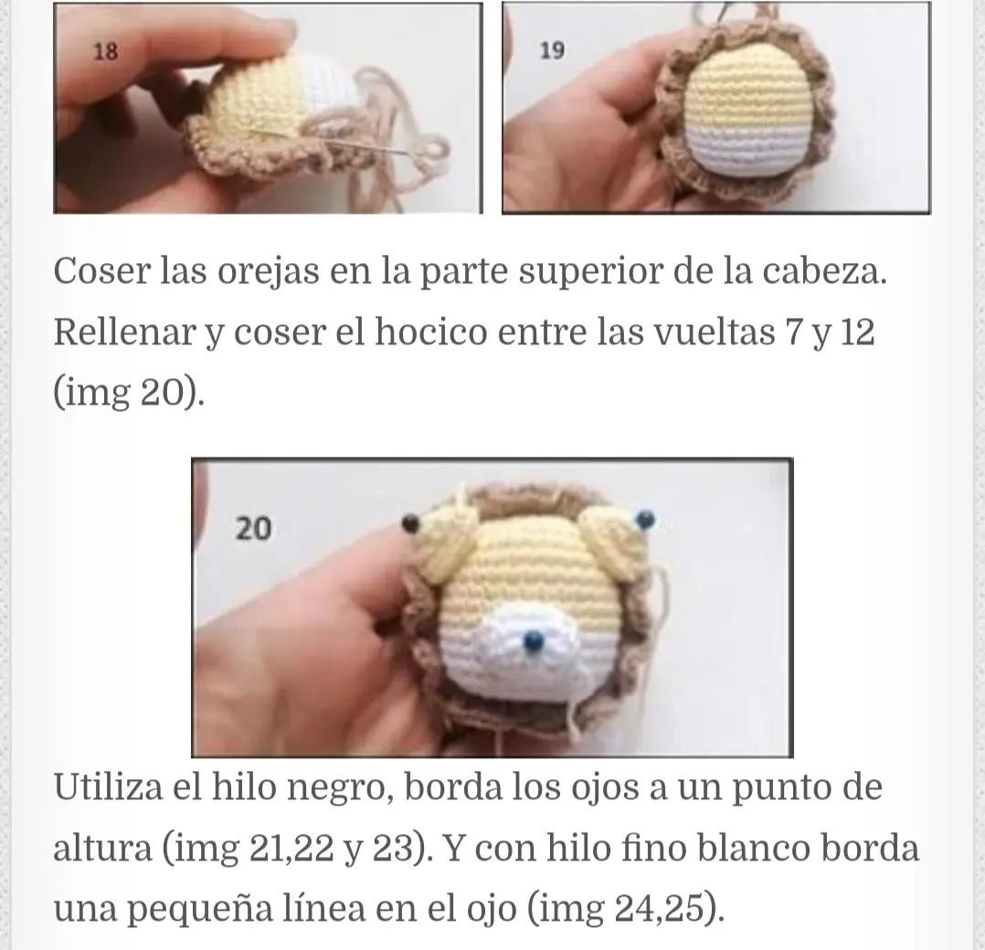Patrón de crochet de león: sonajero y chupetero