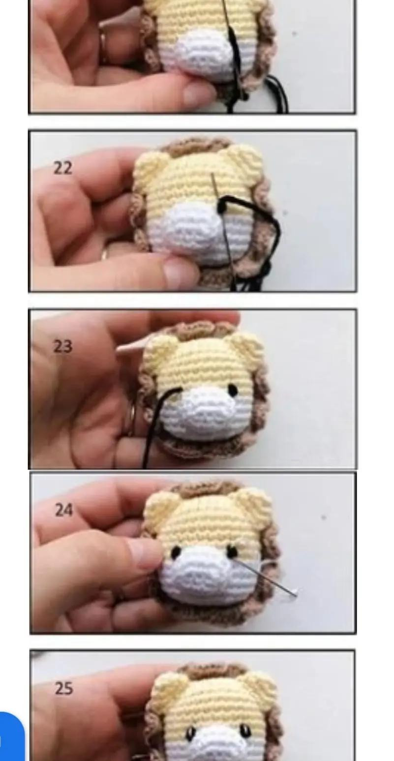 Patrón de crochet de león: sonajero y chupetero