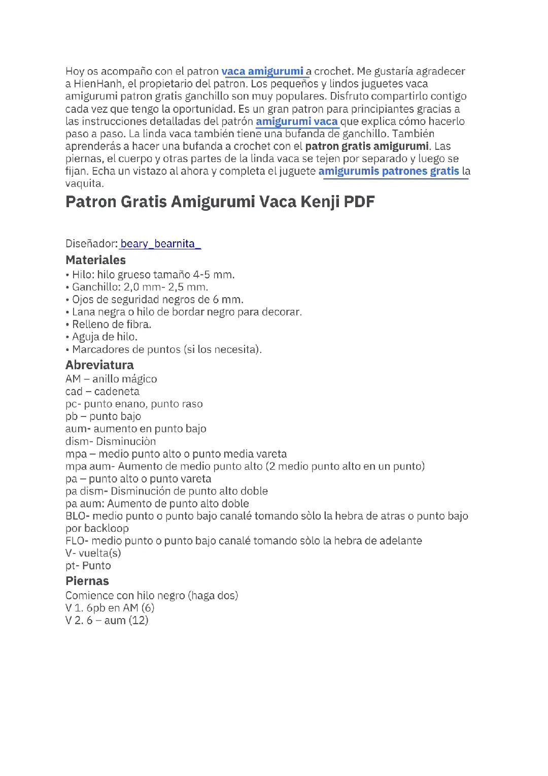 Patrón de crochet gratis: Vaca Kenji adorable