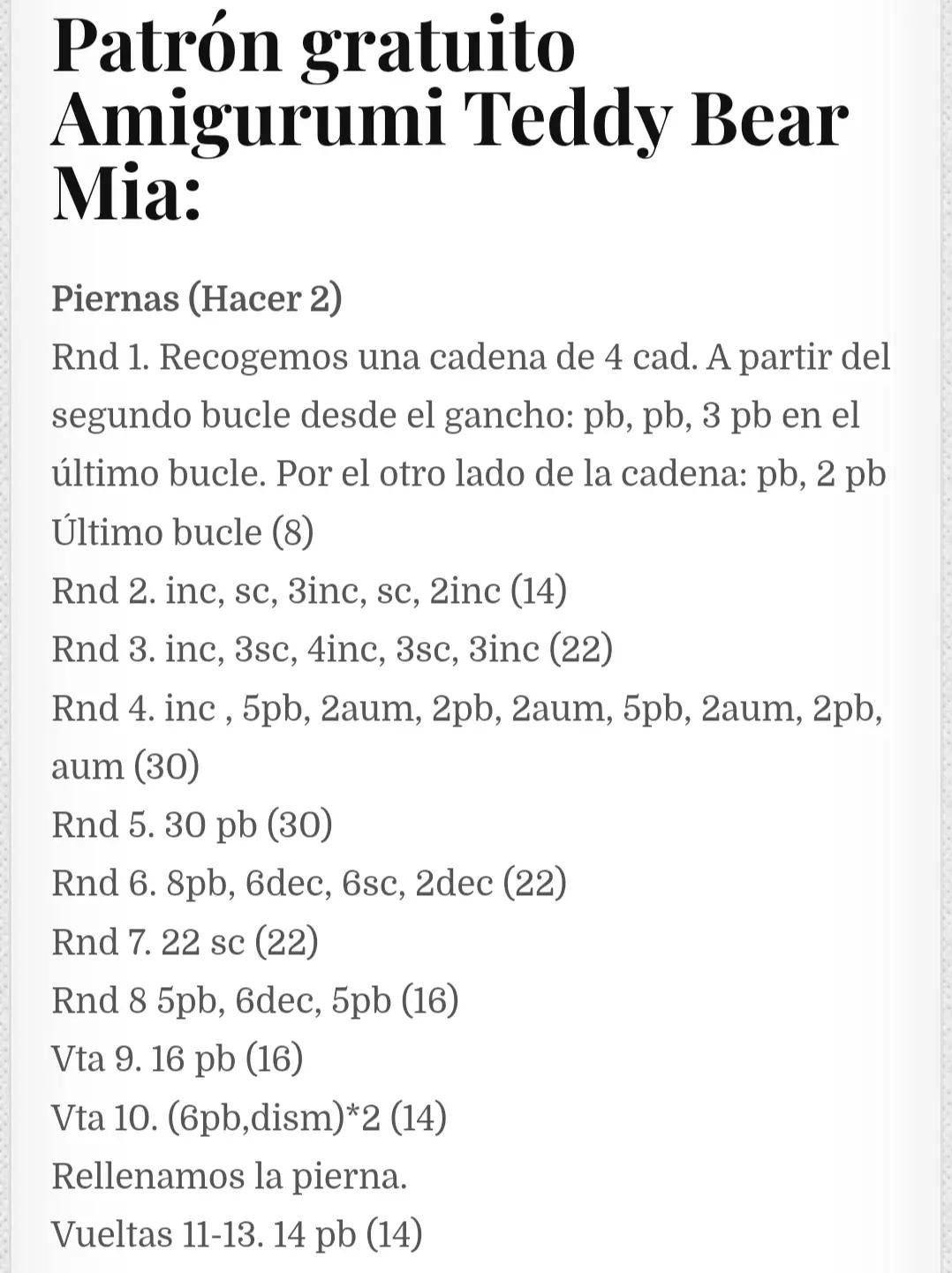 Patrón de crochet para un oso de peluche adorable