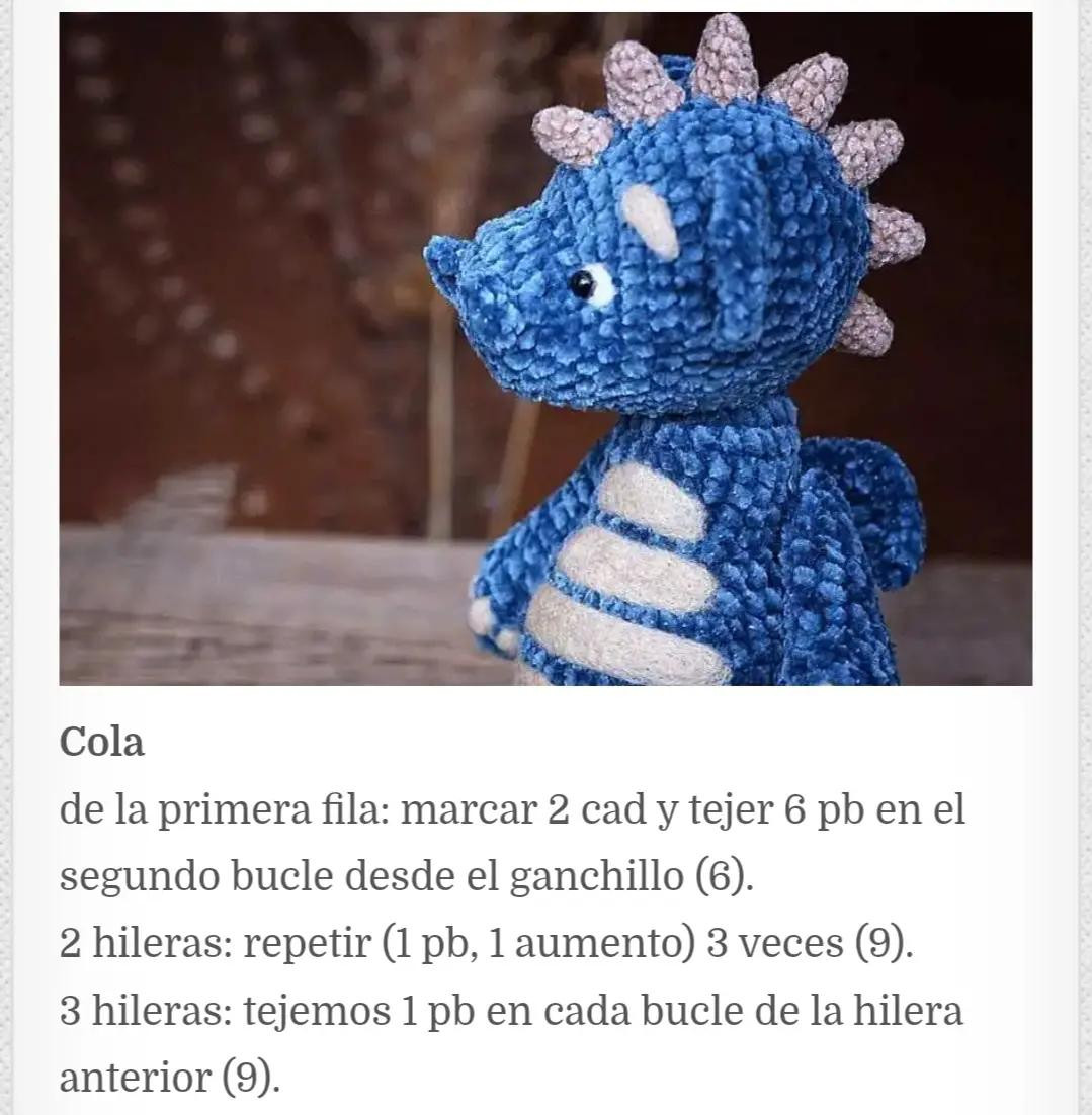 Patrón de dragón de ganchillo azul adorable para principiantes