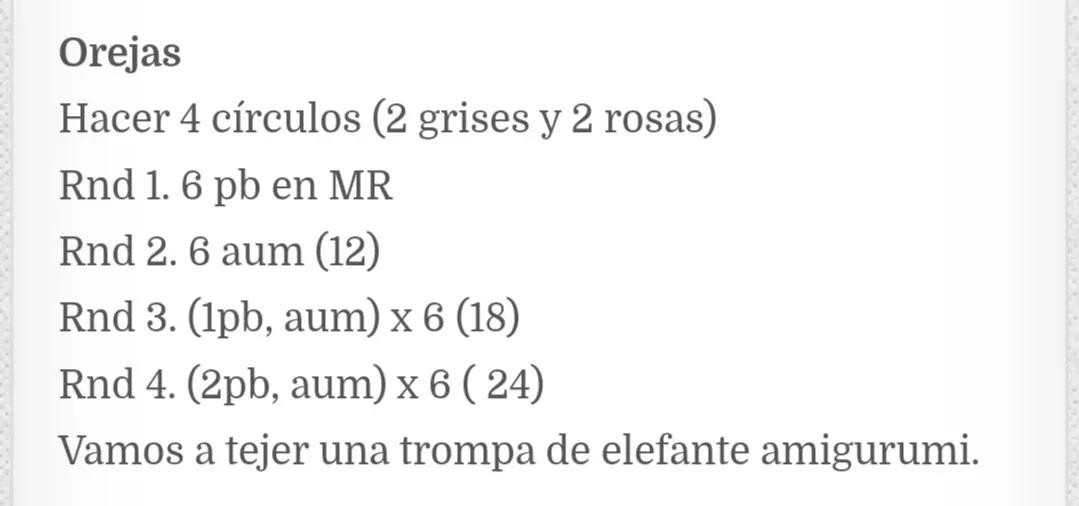 Patrón de elefante amigurumi para principiantes