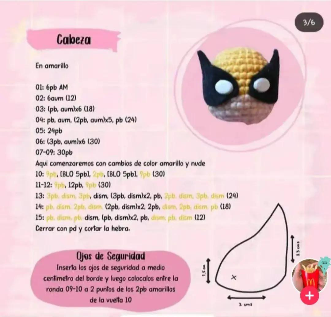 Patrón de ganchillo amigurumi de Wolverine gratis