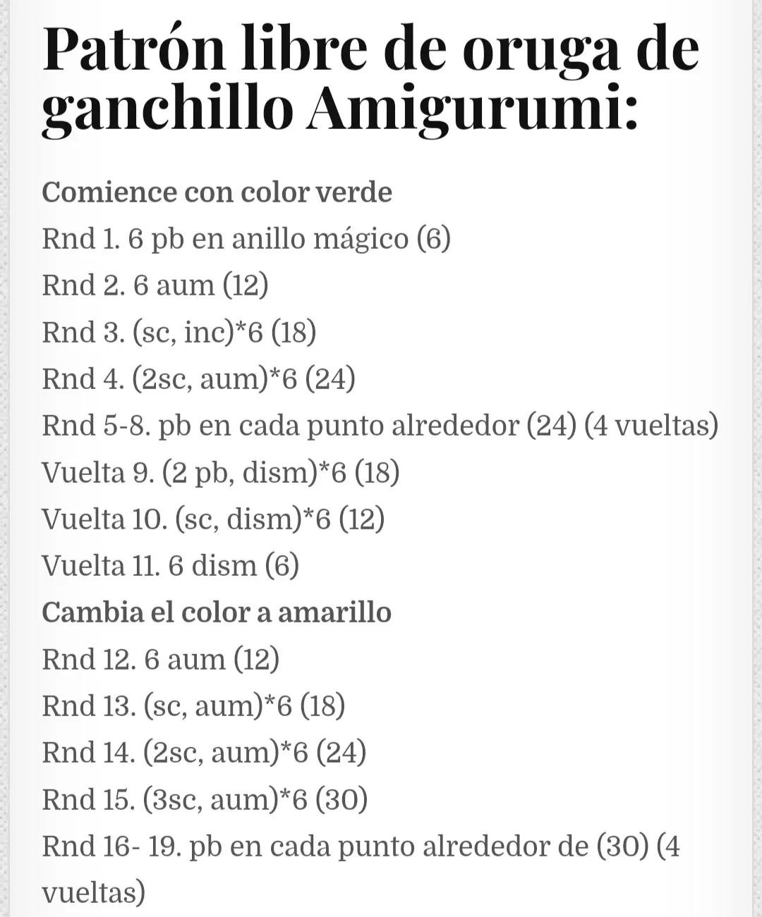 Patrón de ganchillo para oruga de colores vibrantes