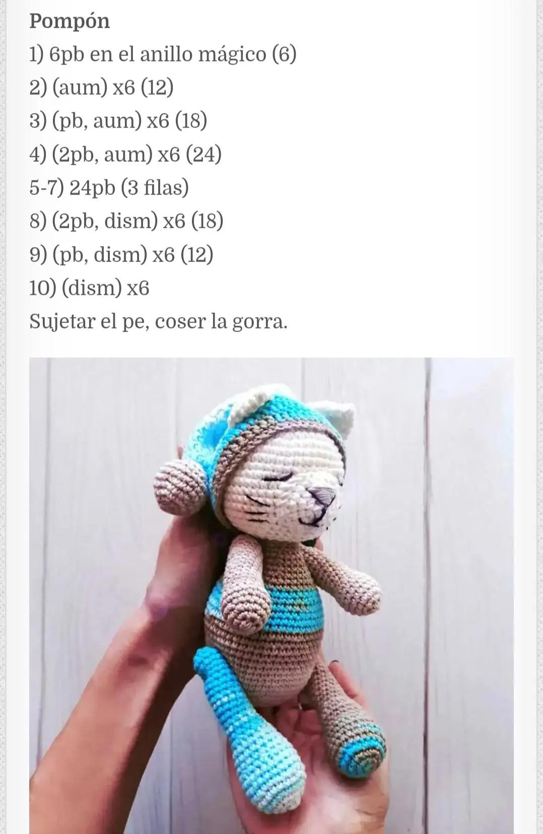 Patrón de ganchillo para osito durmiente en pijama