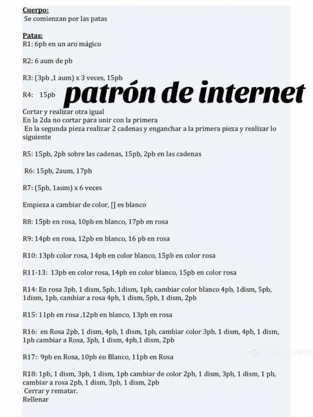 Patrón de ganchillo para osito rosa adorable