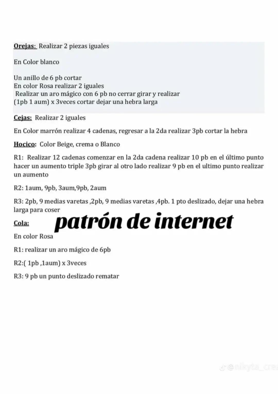 Patrón de ganchillo para osito rosa adorable