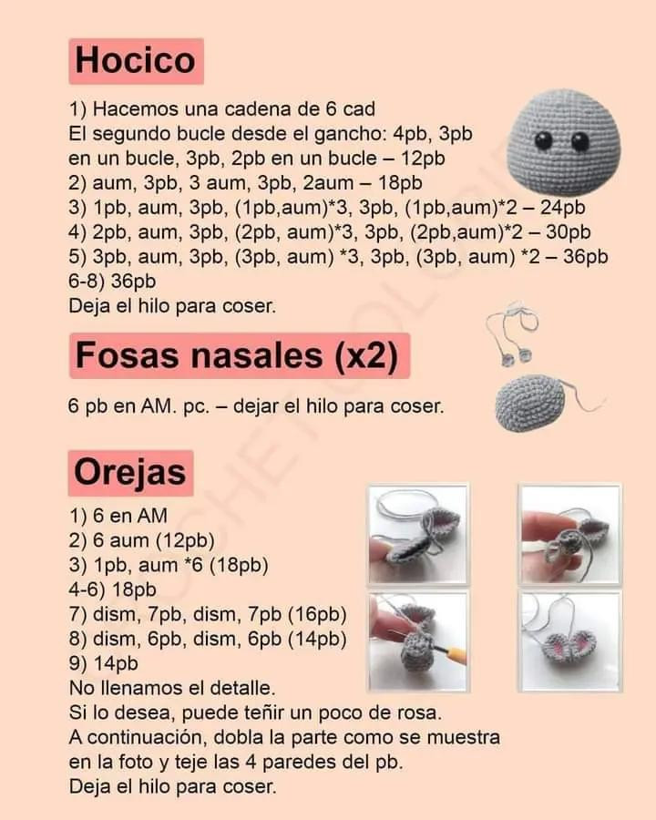 Patrón de hipopótamo amigurumi con vestido rosa gratis.