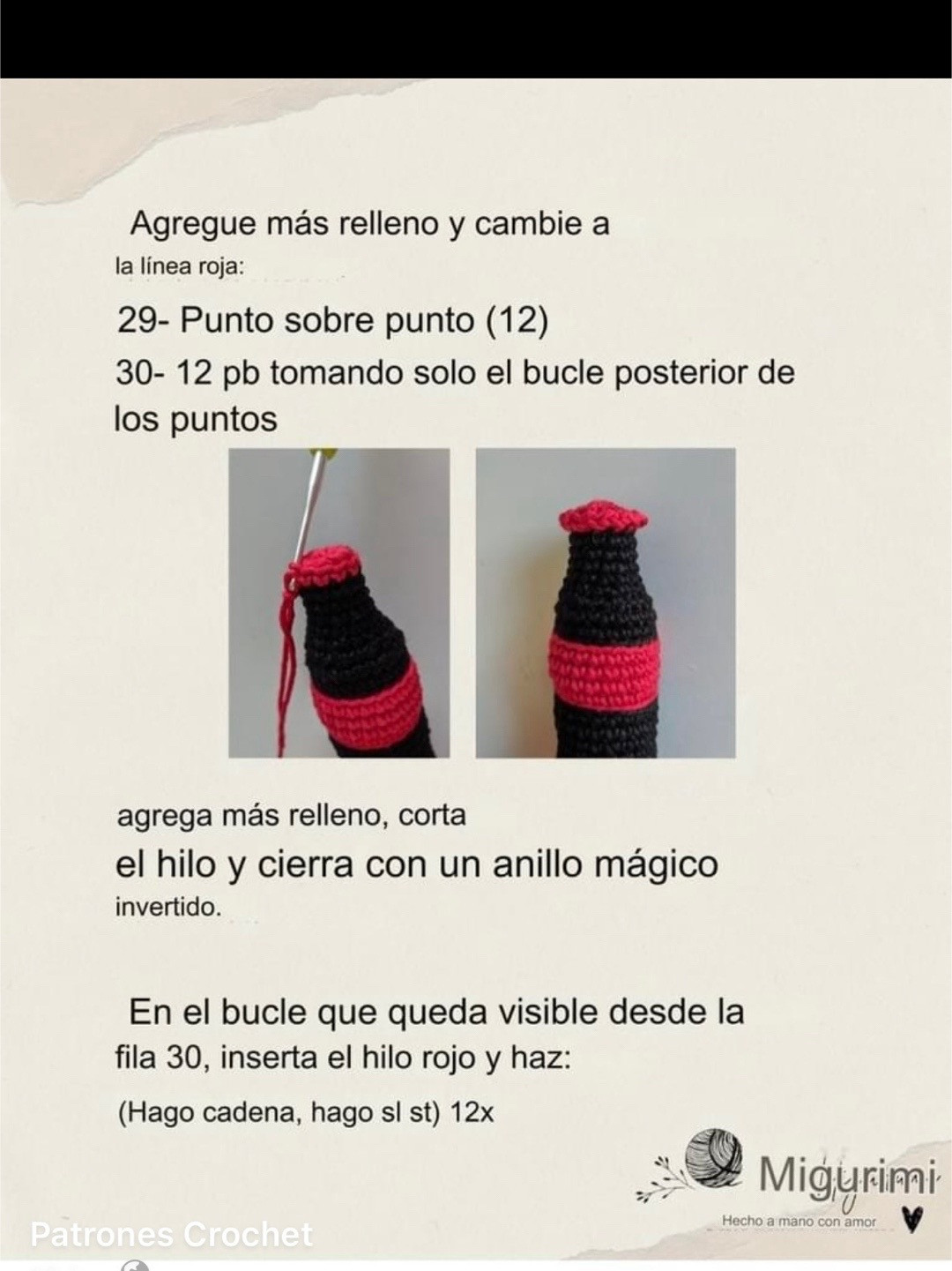 Patrón de llavero de botella de refresco a crochet