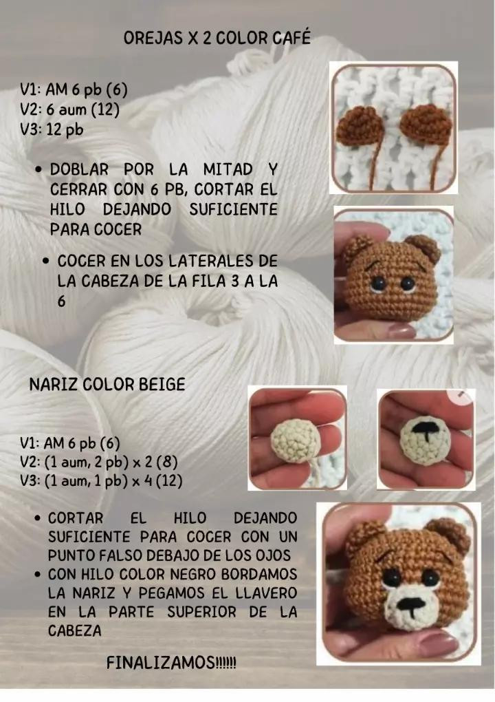 Patrón de llavero de oso: Crochet fácil para principiantes