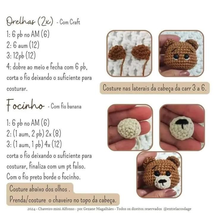 Patrón de llavero de oso de ganchillo fácil y adorable