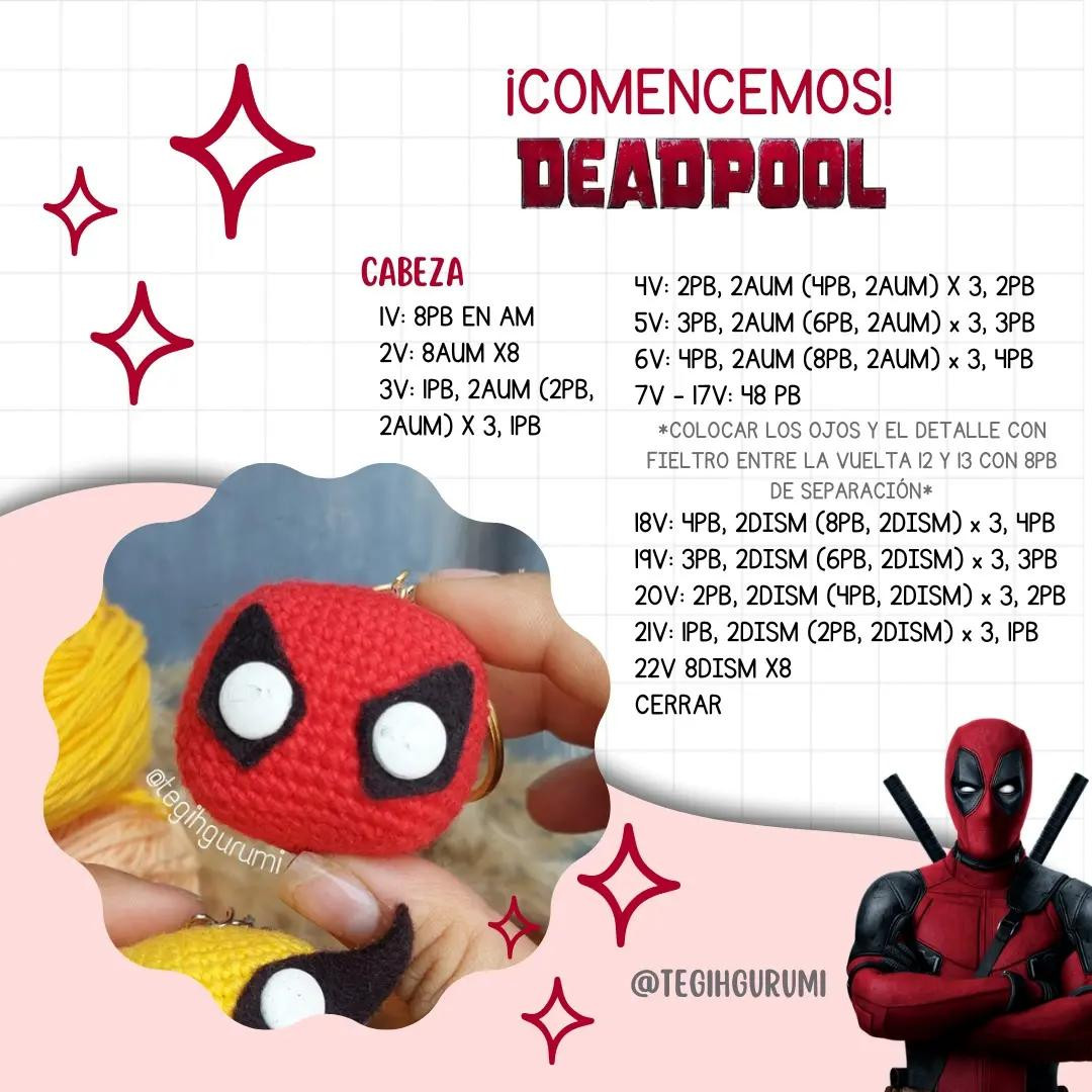 Patrón de llavero Funko de Deadpool a crochet gratis