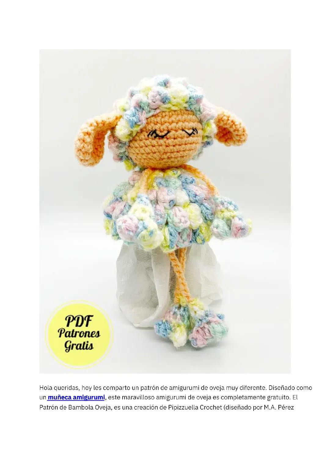 Patrón de muñeca oveja colorida, fácil y gratis para principiantes