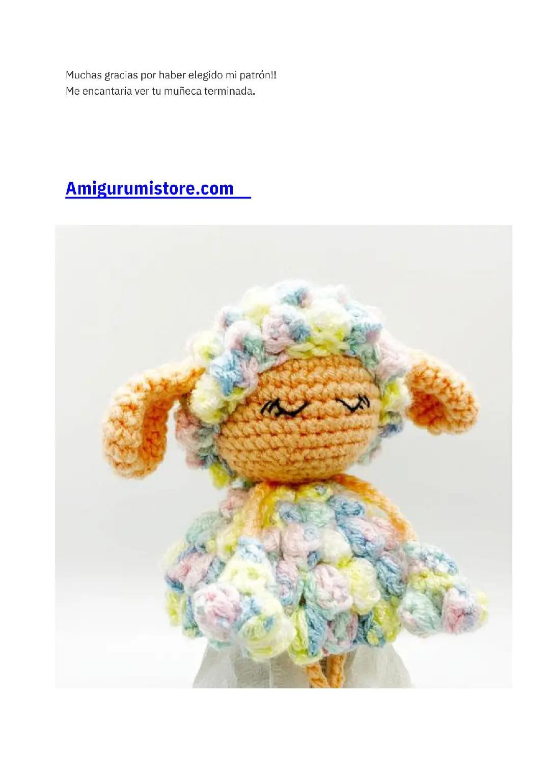 Patrón de muñeca oveja colorida, fácil y gratis para principiantes