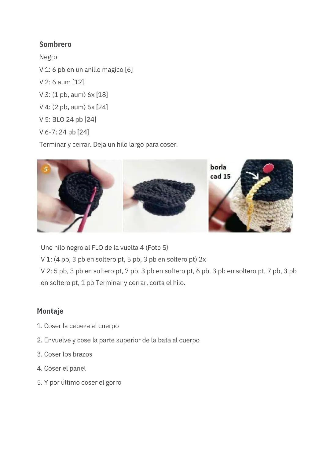 Patrón de oso estudiante de ganchillo en español