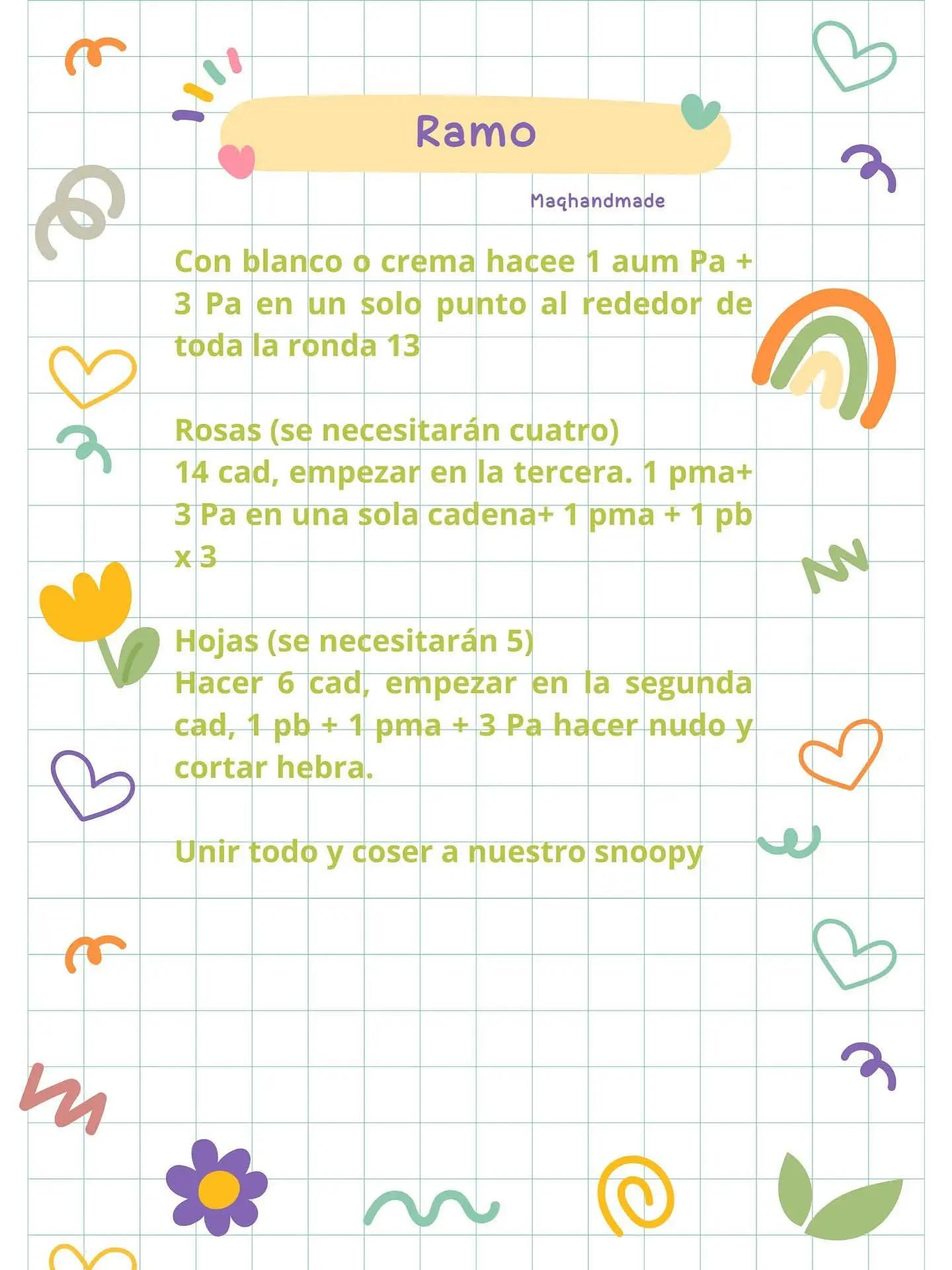 Patrón de perro con ramo de flores - Amigurumi fácil