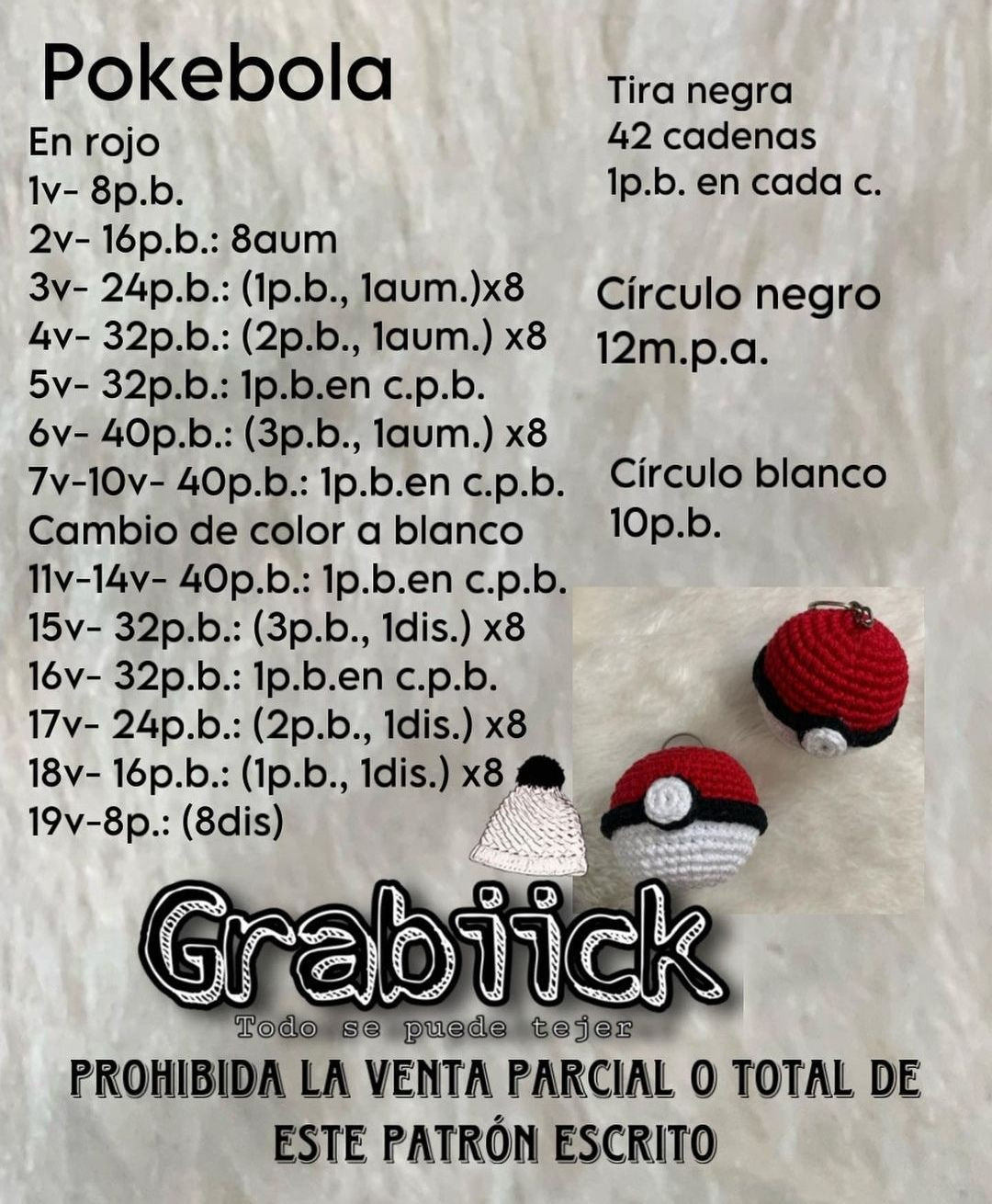 Patrón de Pokebola a Crochet Gratis