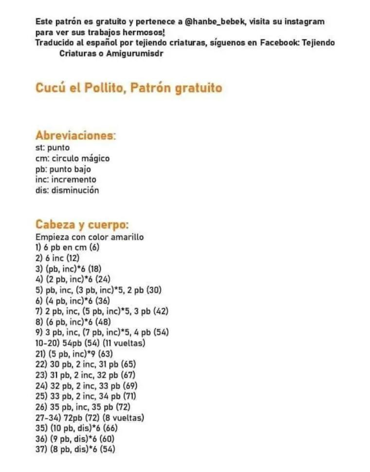 Patrón de pollito adorable para crochet