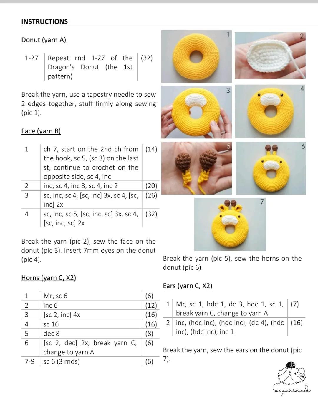 Patrón de tejido de juguete de jirafa y dragón