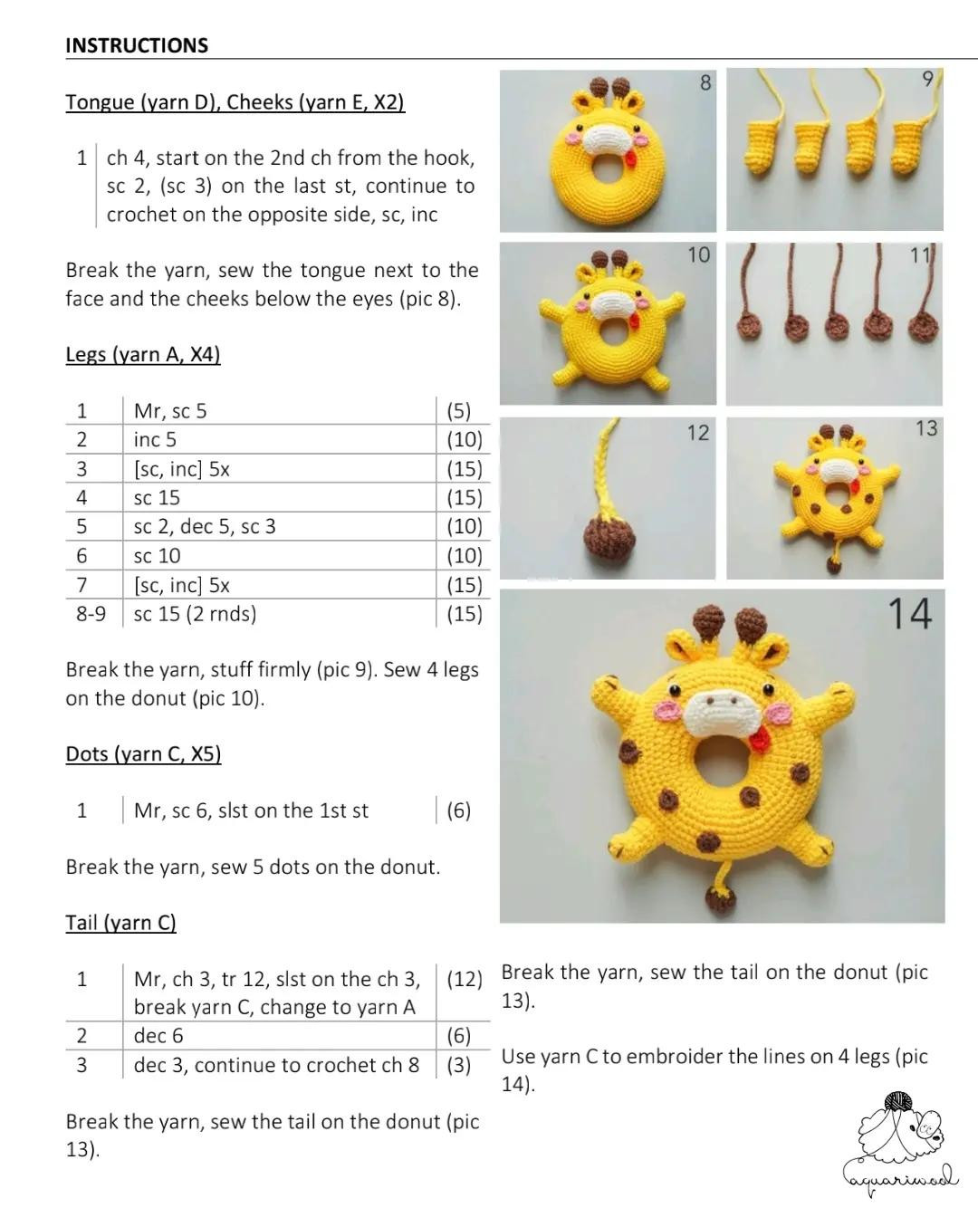 Patrón de tejido de juguete de jirafa y dragón