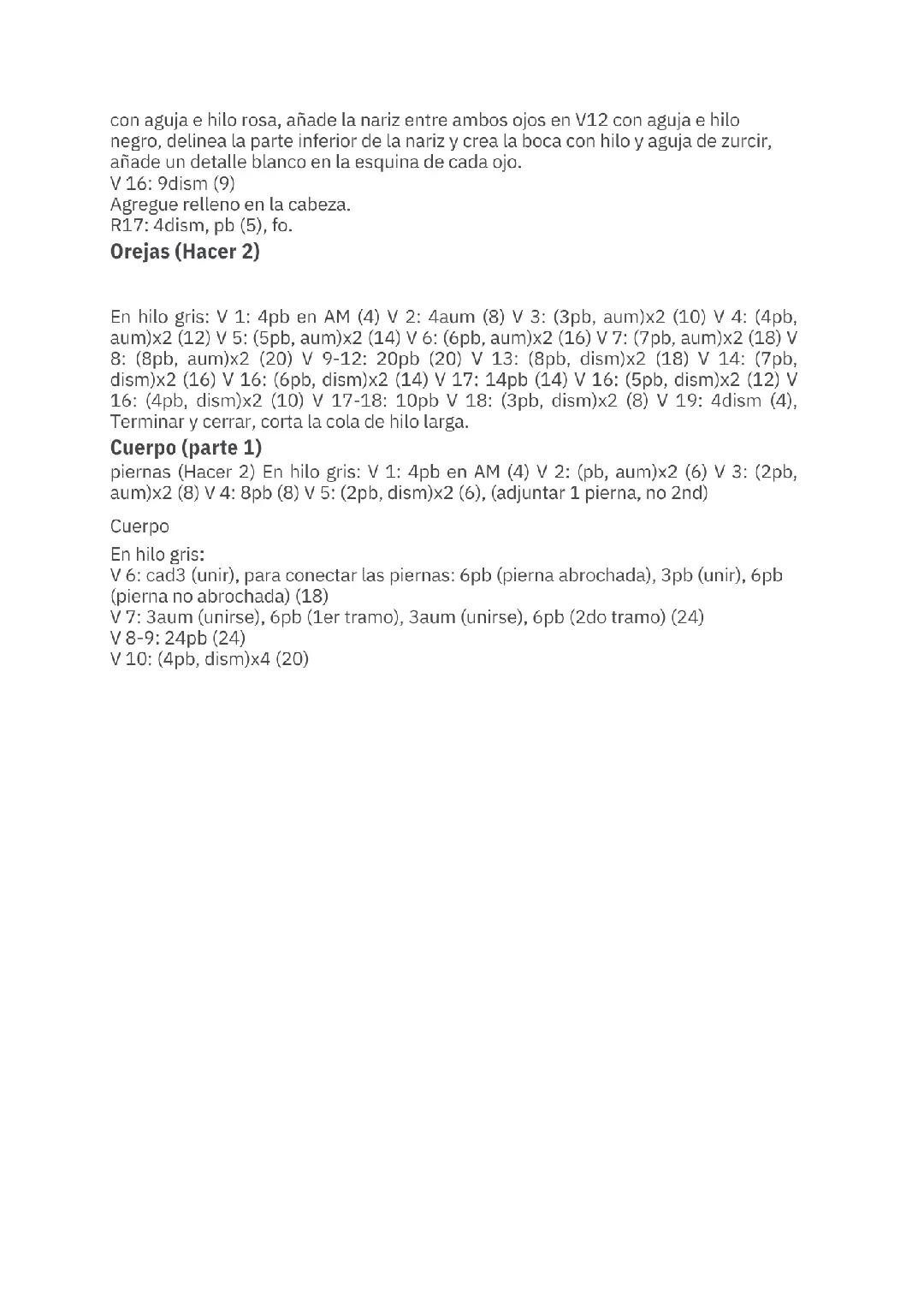 Patrón gratis de conejita adorable en español