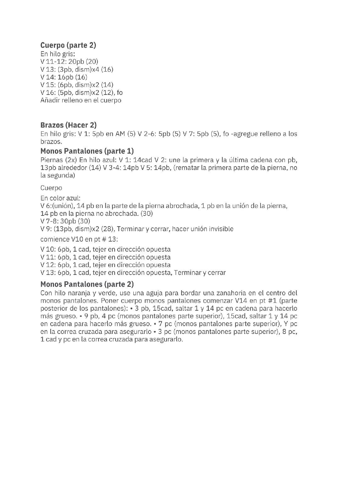 Patrón gratis de conejita adorable en español