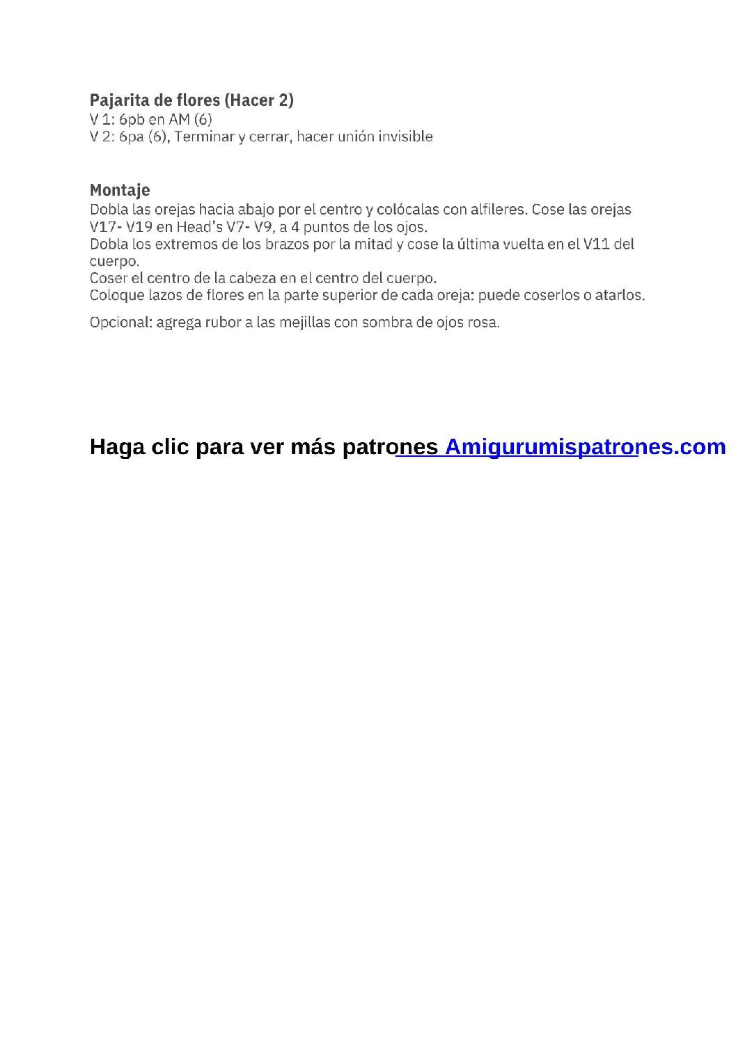 Patrón gratis de conejita adorable en español