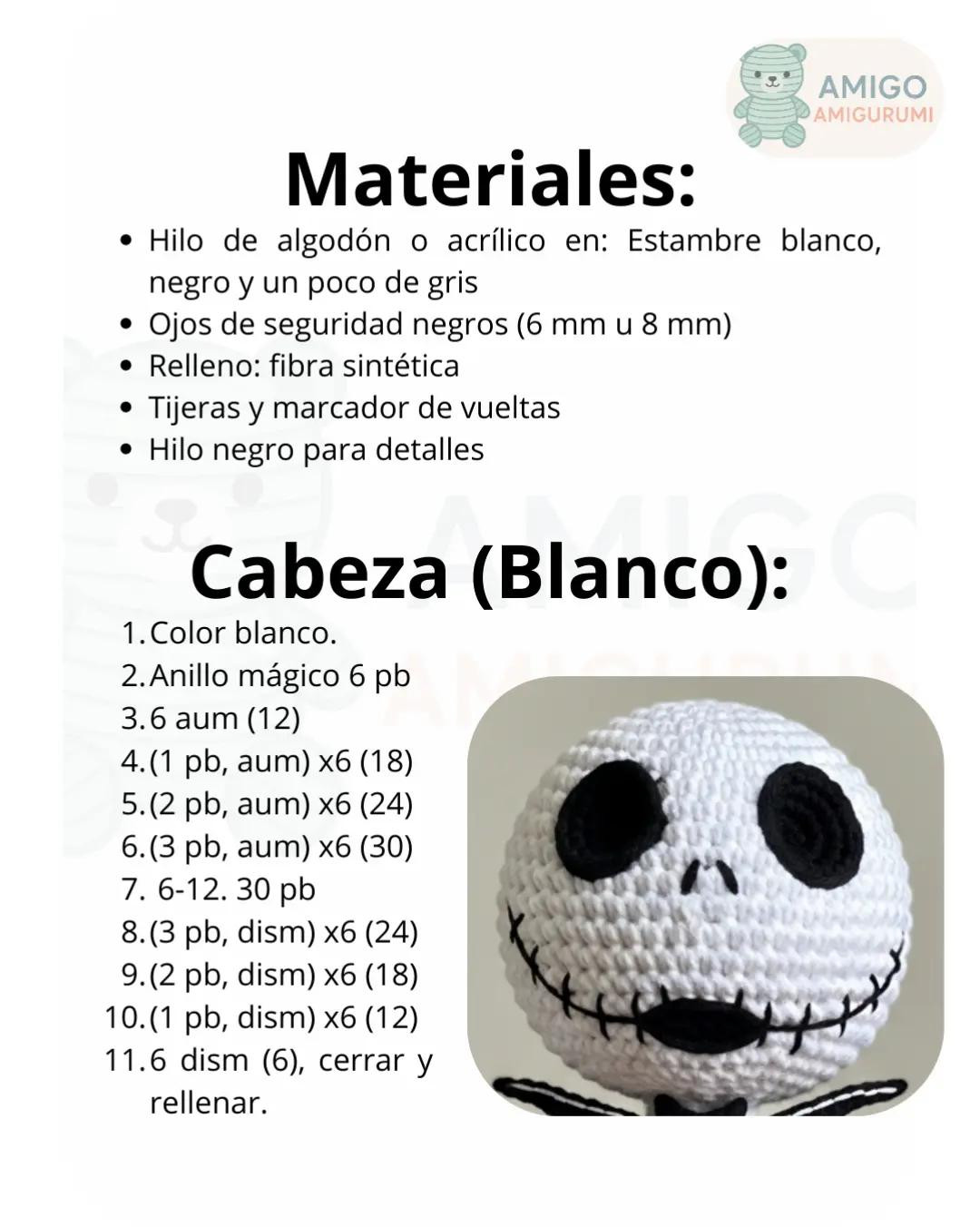 🖤🎃 Patrón gratuito de Jack Skellington amigurumi