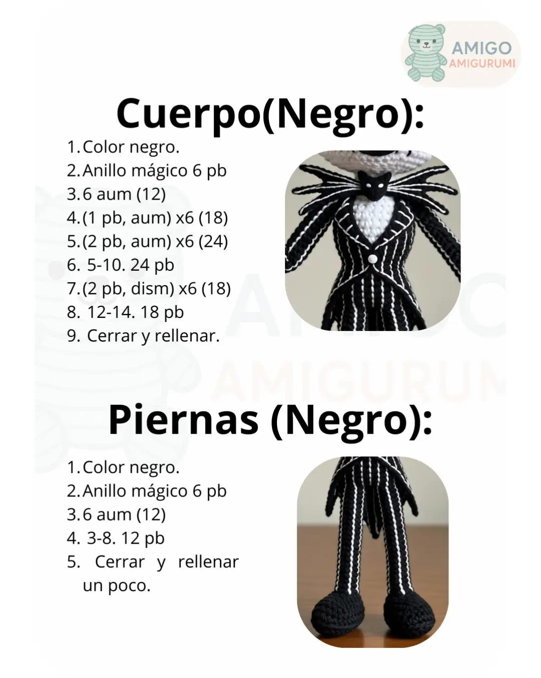 🖤🎃 Patrón gratuito de Jack Skellington amigurumi